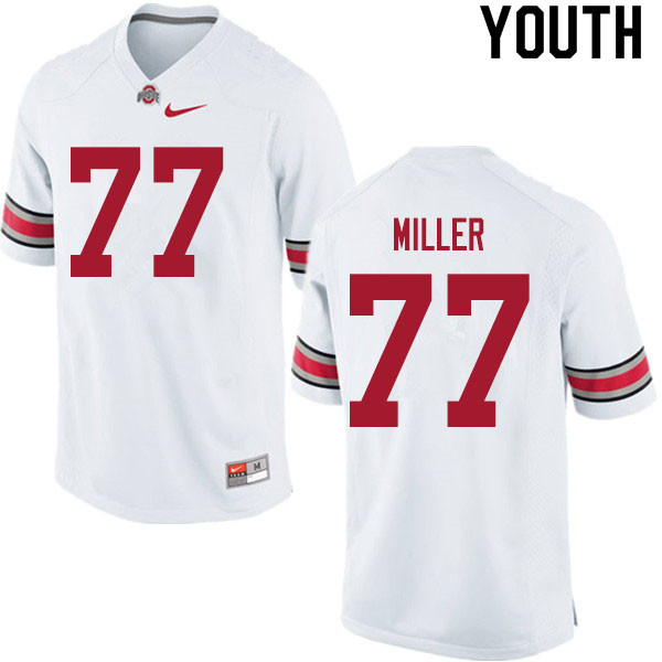 Ohio State Buckeyes Harry Miller Youth #77 White Authentic Stitched College Football Jersey